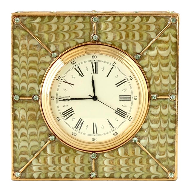 Jay Strongwater Enameled Desk Clock For Sale