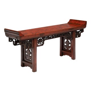 Chinese Petite Red Lacquer Altar Table, C. 1850 For Sale
