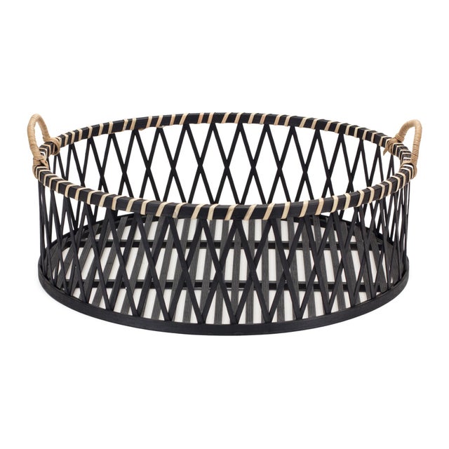 Add natural texture and timeless charm to your space with this set of Round Woven Bamboo Trays featuring stylish rattan...