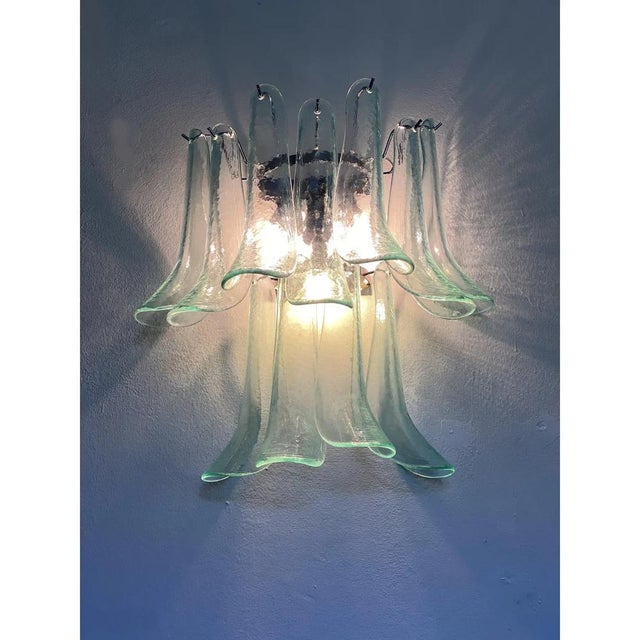 Italian Murano Glass Selle Sconces with Green Water Hue by Simoeng, Set of 2 For Sale - Image 11 of 13