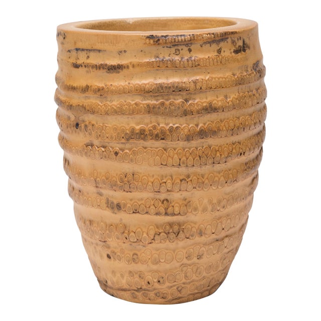 Chinese Spotted Bamboo Brush Pot, C. 1900 For Sale