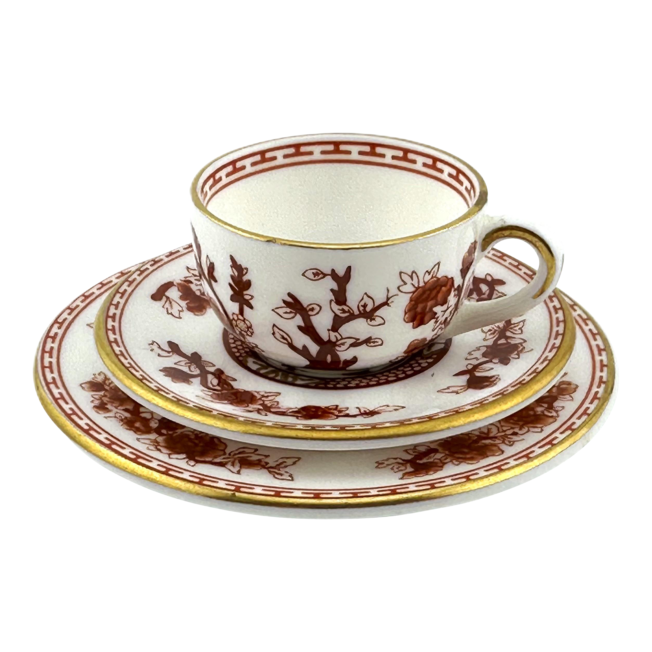 coalport the Indiantreeイングランド希少モデル皿 1970s Coalport Miniature Cup, Saucer & Plate – Indian Tree Pattern