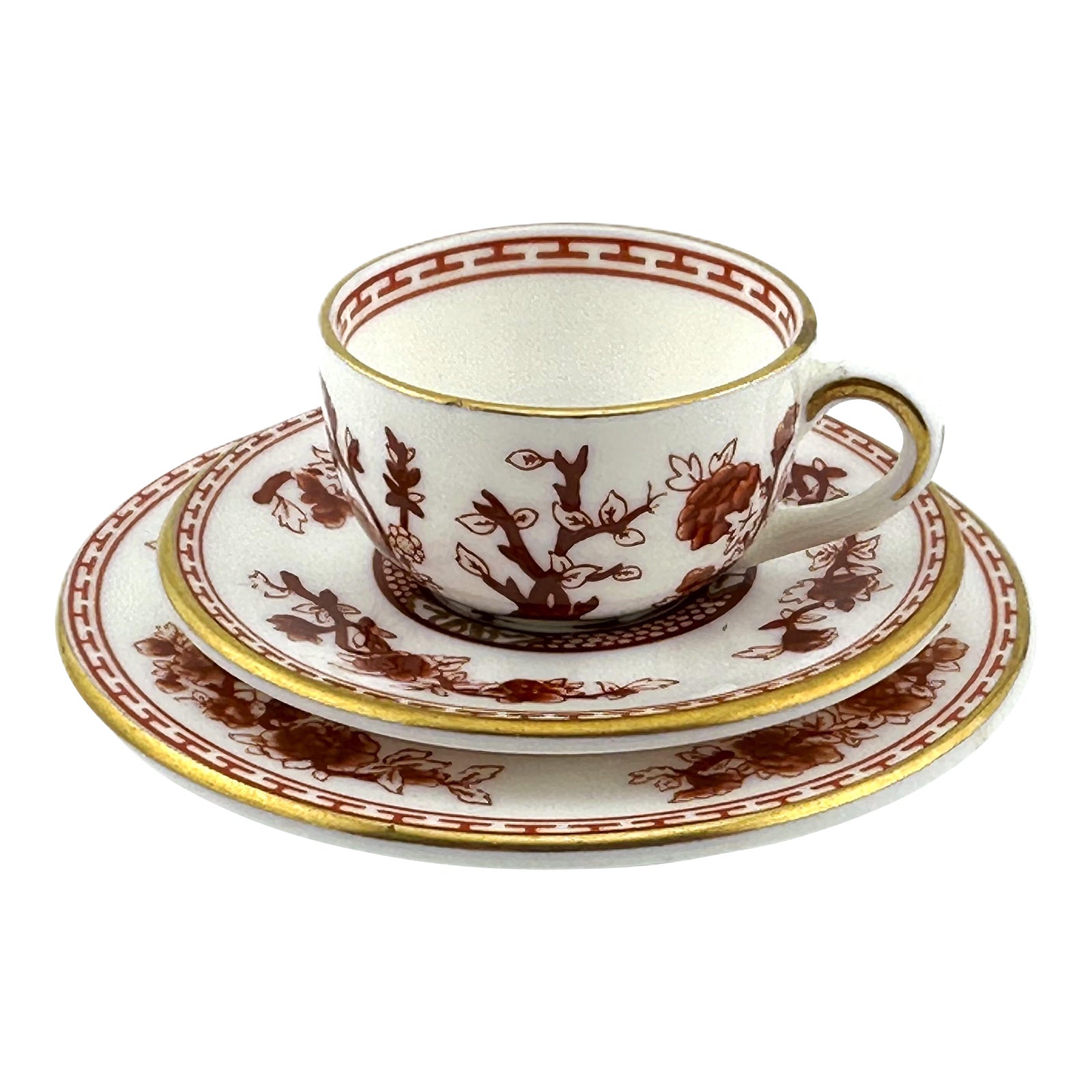 coalport the Indiantreeイングランド希少モデル皿 1970s Coalport Miniature Cup, Saucer & Plate – Indian Tree Pattern