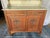 French Antique Oak Washstand / Vanity With a Marble Top, Oval Beveled Mirror, and Floral Carvings For Sale - Image 10 of 12