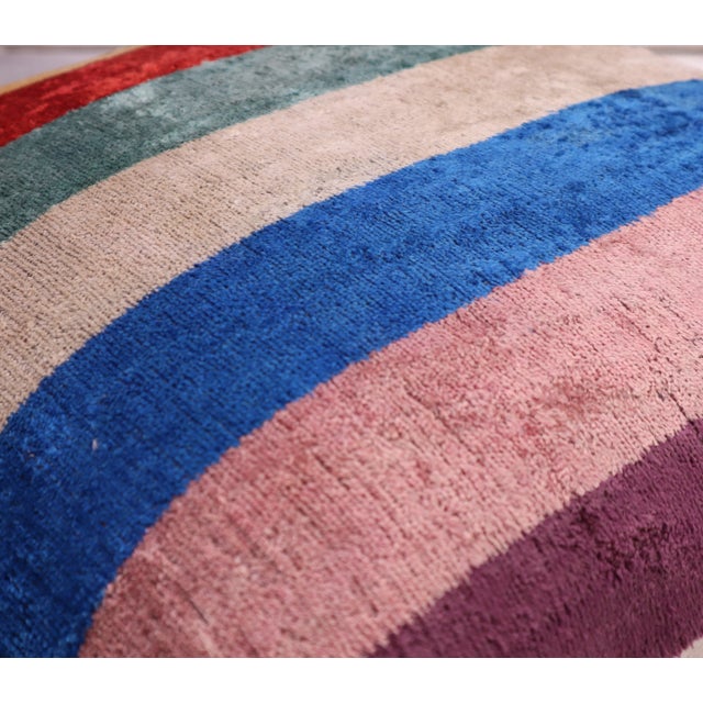 Blue Contemporary Multi Color Lgbt Handmade Velvet Throw Pillow & Down Insert For Sale - Image 8 of 9