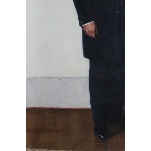 1960s Karl Marx Portrait, Antique Oil Painting, Socialist Realism Art 200-130 For Sale - Image 5 of 6