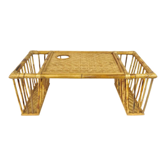 Vintage Bamboo and Rattan Bed Dining Tray For Sale