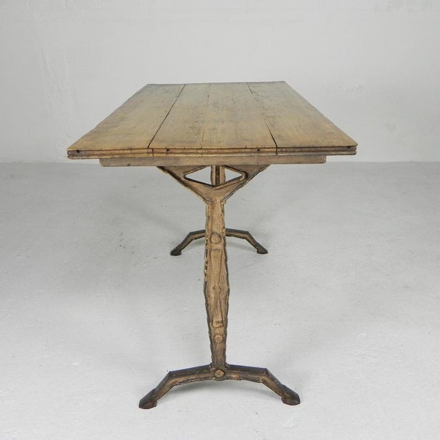 Art Deco Bistro Table with Oak Top on Cast Iron Table, 1930s For Sale - Image 12 of 18