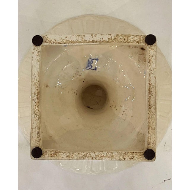 Italian Creamware Pedestal Bowl With Rose Topiary Top For Sale - Image 12 of 12