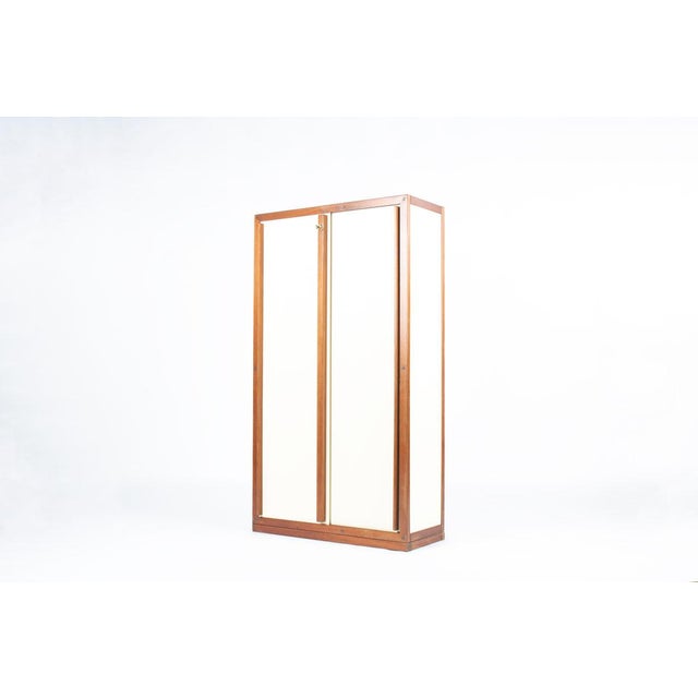 André Sornay Mahogany and Beige Panel Wardrobe by André Sornay, France, 1960s For Sale - Image 4 of 11