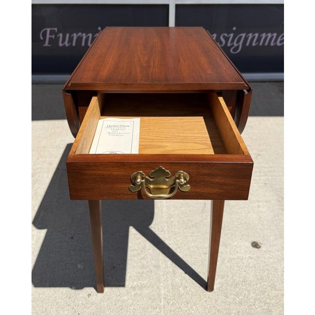 Henkel Harris Solid Cherry Pembroke Drop-Leaf Side Table Model No. 5406 For Sale - Image 12 of 18