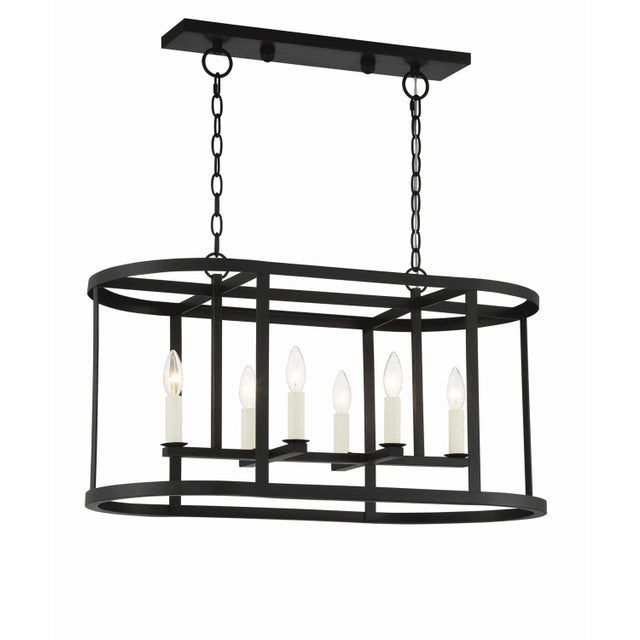 Bronze Bryant 6-Light Linear Geometric Chandelier For Sale - Image 8 of 8