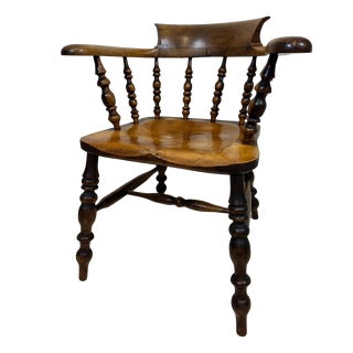 Victorian Elm and Birch Captain's Chair, England, 1880s For Sale