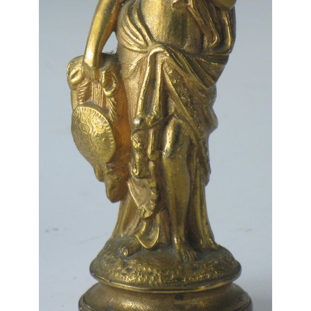 Neoclassical Lady Statue Antique Gold-Plated Spelter Gilded Sculpture Fennel, Clock Part For Sale - Image 4 of 15