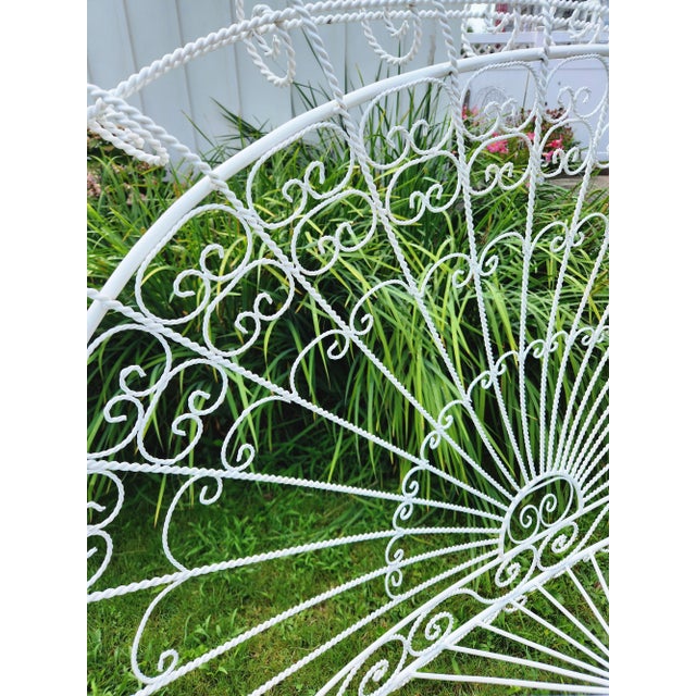 Vintage White Metal Salterini Style Peacock Settee For Sale - Image 4 of 12