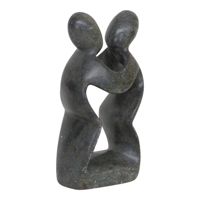 Dancing Embracing Couple Figurine Shona Stone Abstract Sculpture | Chairish