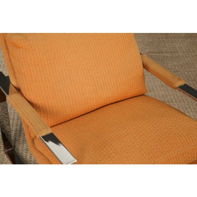 Chrome Flatbar Lounge Armchair by Milo Baughman for Thayer Coggin, 1970s, Signed For Sale - Image 15 of 17