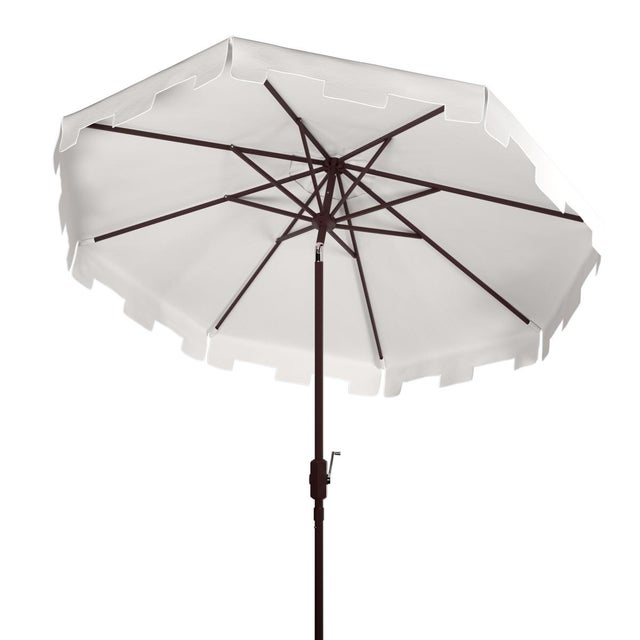2020s Zimmerman 11Ft Round Market Umbrella, Beige With White Trim For Sale - Image 5 of 6