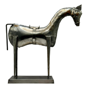 Vintage Brutalist Metal Horse Sculpture, Welded Folk Art Equestrian Decor