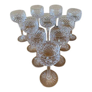 Stuart Crystal /Waterford Wine Glasses Vintage Rare Hand Blown & Cut Royal Warrant Hardwicke Pattern Set 10