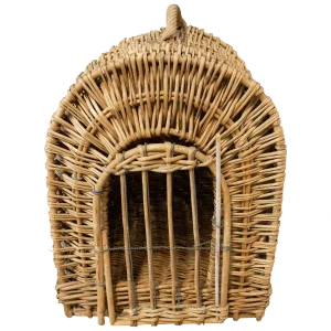 Mid-Century French Wicker Transport Cat or Dog Basket, 1950s