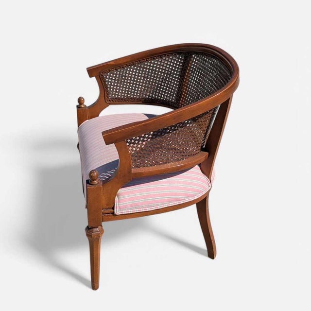 Regency Revival Cane Barrel-Back Armchair, 1970s For Sale - Image 4 of 18