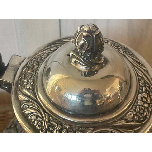 Silver Vintage Rogers Bros Silver Plated Coffee Pitcher in Heritage Pattern For Sale - Image 8 of 11