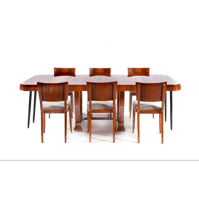 French Art Deco Dining Table Set, 1930s, Set of 7 For Sale - Image 14 of 14