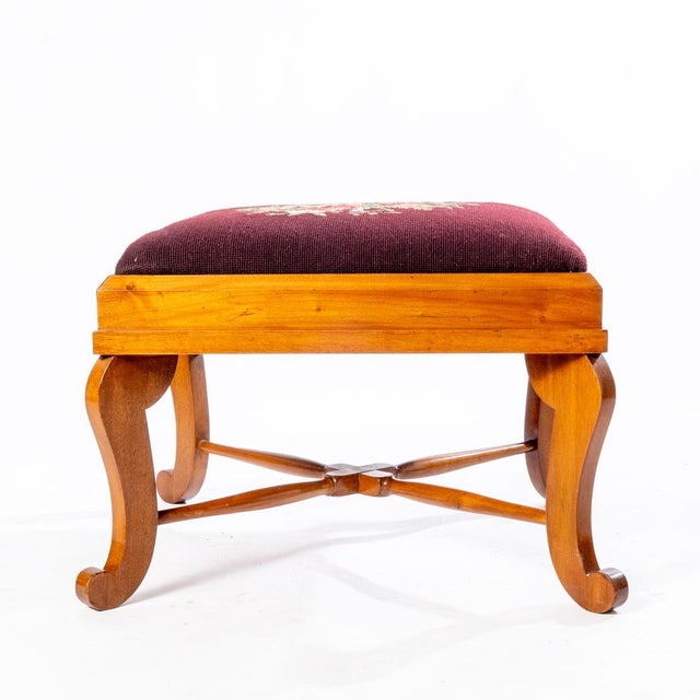 Wood Antique Needlepoint Stool For Sale - Image 7 of 10
