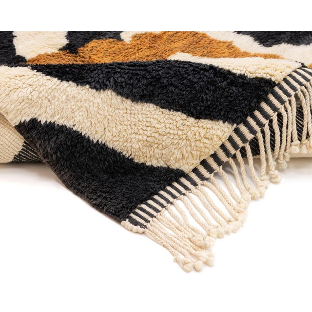 Art Deco Bold Zebra Stripe Abstract Hand-Knotted Wool Rug | 13'7" X 9'8" | One of a Kind For Sale - Image 3 of 7