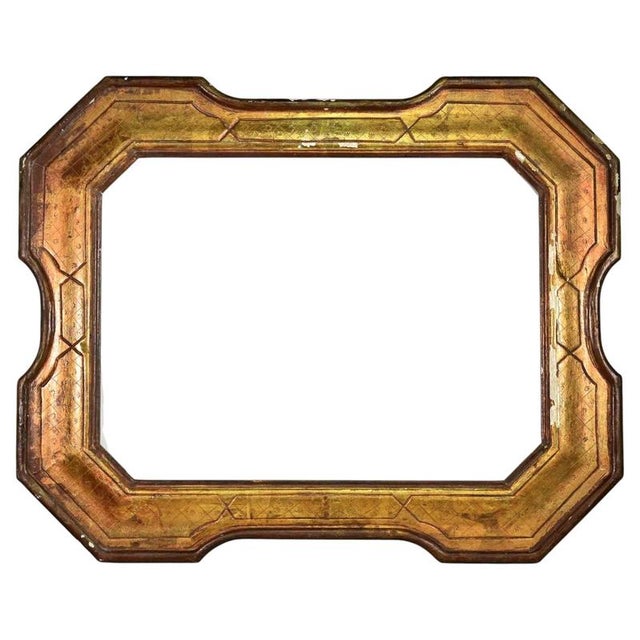 Early 20th Century Italian Parcel-Gilt and Sgraffito Wooden Frame For Sale - Image 5 of 5