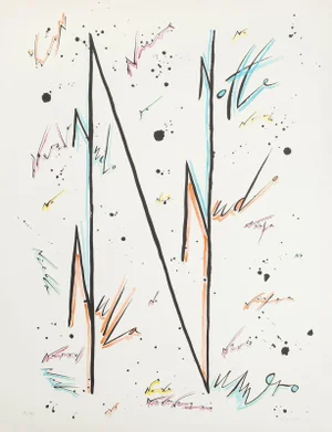 Letter N - Variation - Hand-Colored Lithograph by Raphael Alberti - 1972 1972