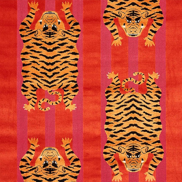 Hartig takes the Tibetan tiger motif and recasts it as a multi-dimensional stripe on a lush velvet that slips easily into...