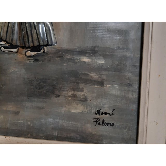 Modern Mixed Media Painting Woman of Spain in the Rain For Sale - Image 3 of 7