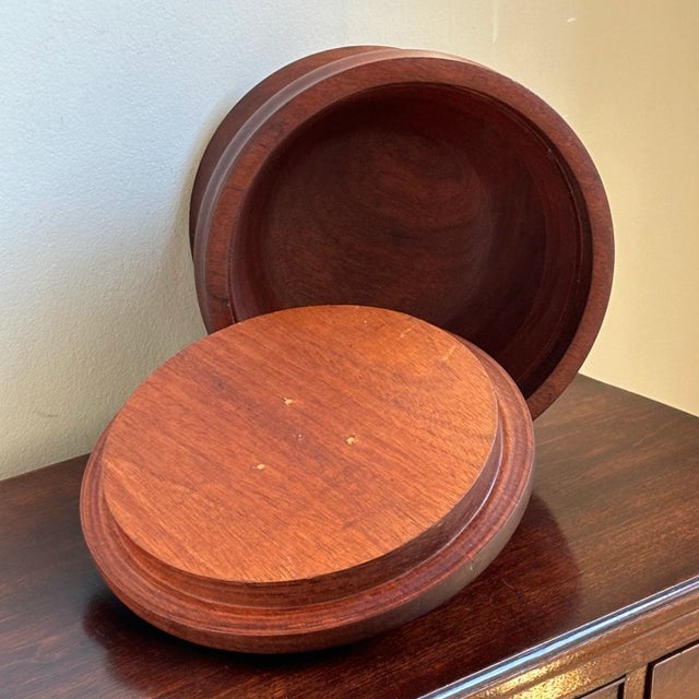Vintage Scandinavian Modern Turned Wood Treen Pedestal Bowl For Sale - Image 4 of 9