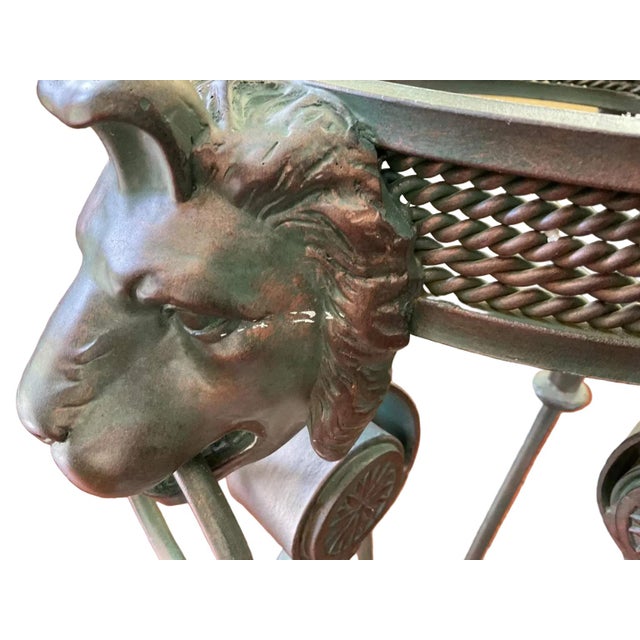 1960s Pair of Neoclassical Lion-Head Plant Stands With Faux-Marble Base For Sale - Image 16 of 17