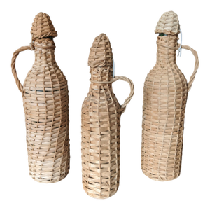 Vintage Italian Wicker Wrapped Glass Demijohns- Set of 3