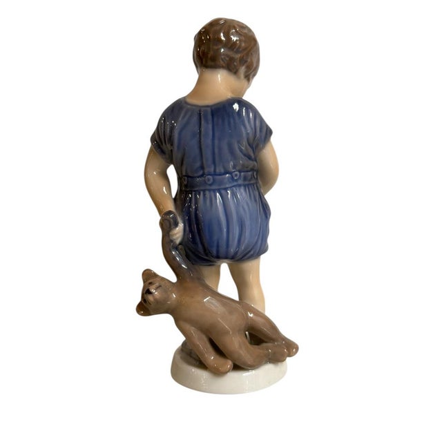 Ceramic Figurine of Child with a Kitten from Royal Copenhagen, 20th Century For Sale - Image 3 of 6