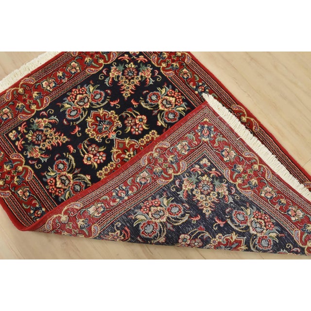 Qom Rug 2’8” X 3’11” Blue Wool Vintage Traditional Hand-Knotted Carpet For Sale - Image 9 of 10