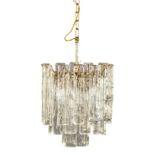 Mid Century Three Tiered Murano Glass Pendant Fixture For Sale