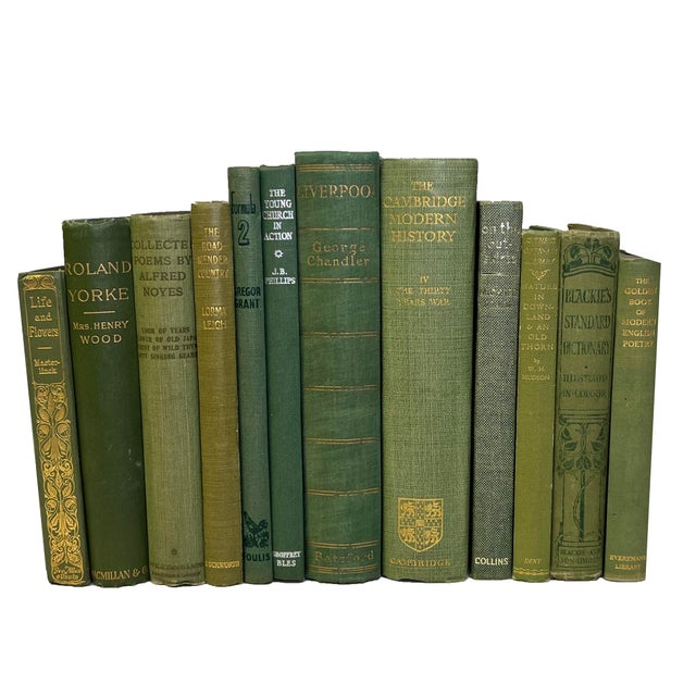 Mid-Century Modern Decorative Books - Vintage Fir Book Bundle - 1 Foot of Green Books For Sale - Image 3 of 3