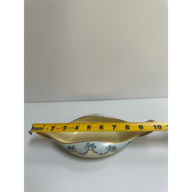 Antique T & v Limoges France Canoe-Shape Handle Bowl 10"x 5" Floral Hand Painted For Sale In New York - Image 6 of 12