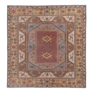 Vintage Turkish Milas Rug With Soft Color 9'5'' X 9'9'' For Sale