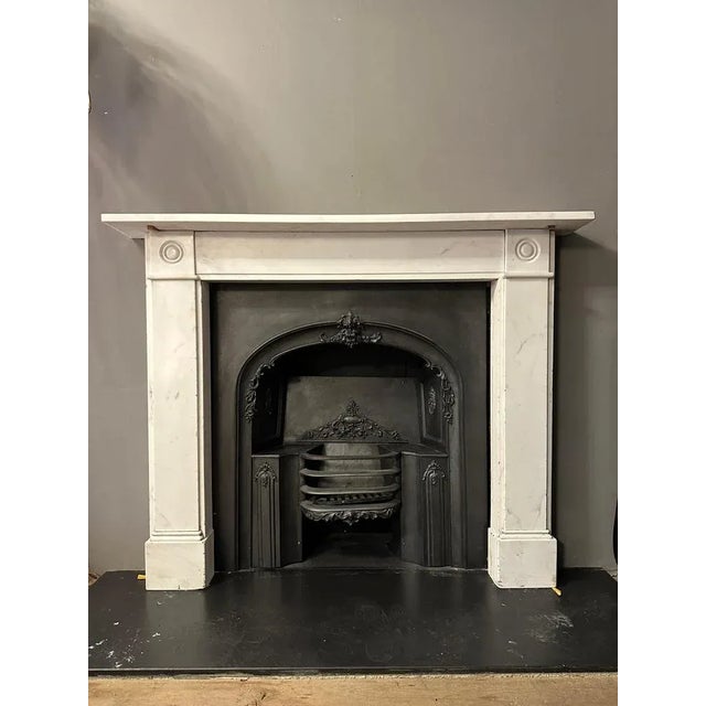 Stone English Regency Statuary White Marble Fireplace Mantel, 1800s For Sale - Image 7 of 8