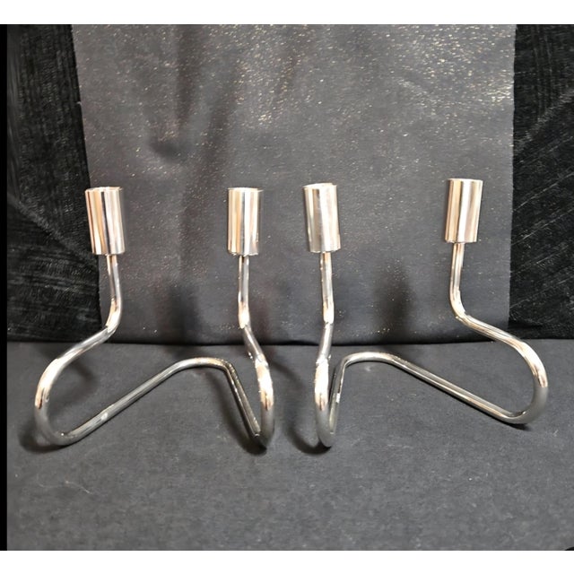 Vintage Modernist Italian Silver Plated Candle Holder Circa 1950s Poseable Art For Sale - Image 4 of 7