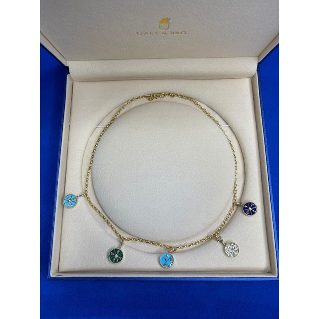 Diamond Tree of Life Nature Floral Flower 18k Yellow Gold Medallion Charm Turquo For Sale In Washington DC - Image 6 of 10