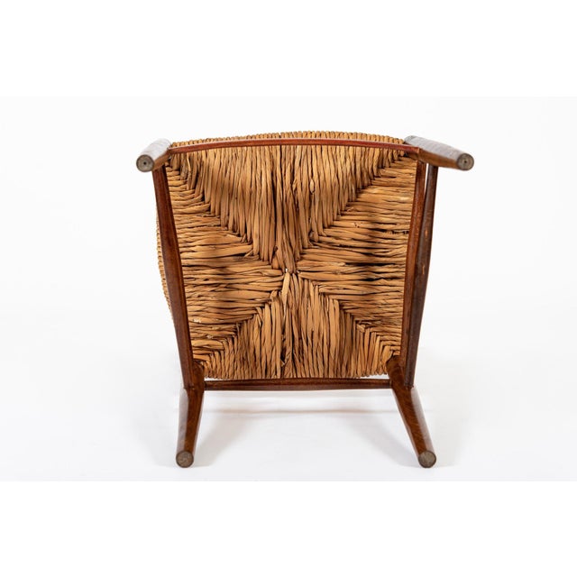 Vintage Rustic Modern Wood and Rush Wicker Dining Chairs, Set of 4 For Sale - Image 14 of 15