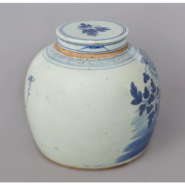 Chinese Chinese Canton Blue and White Squat Vase For Sale - Image 3 of 9
