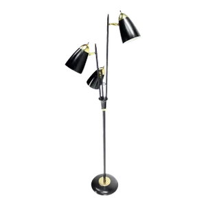 Black Enamel Mid Century Modern Adjustable Gerald Thurston Three Way Floor Lamp