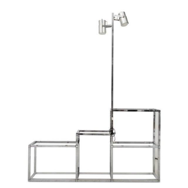 Modern Baughman Style Chrome & Lucite Etagere Lamp For Sale - Image 3 of 5